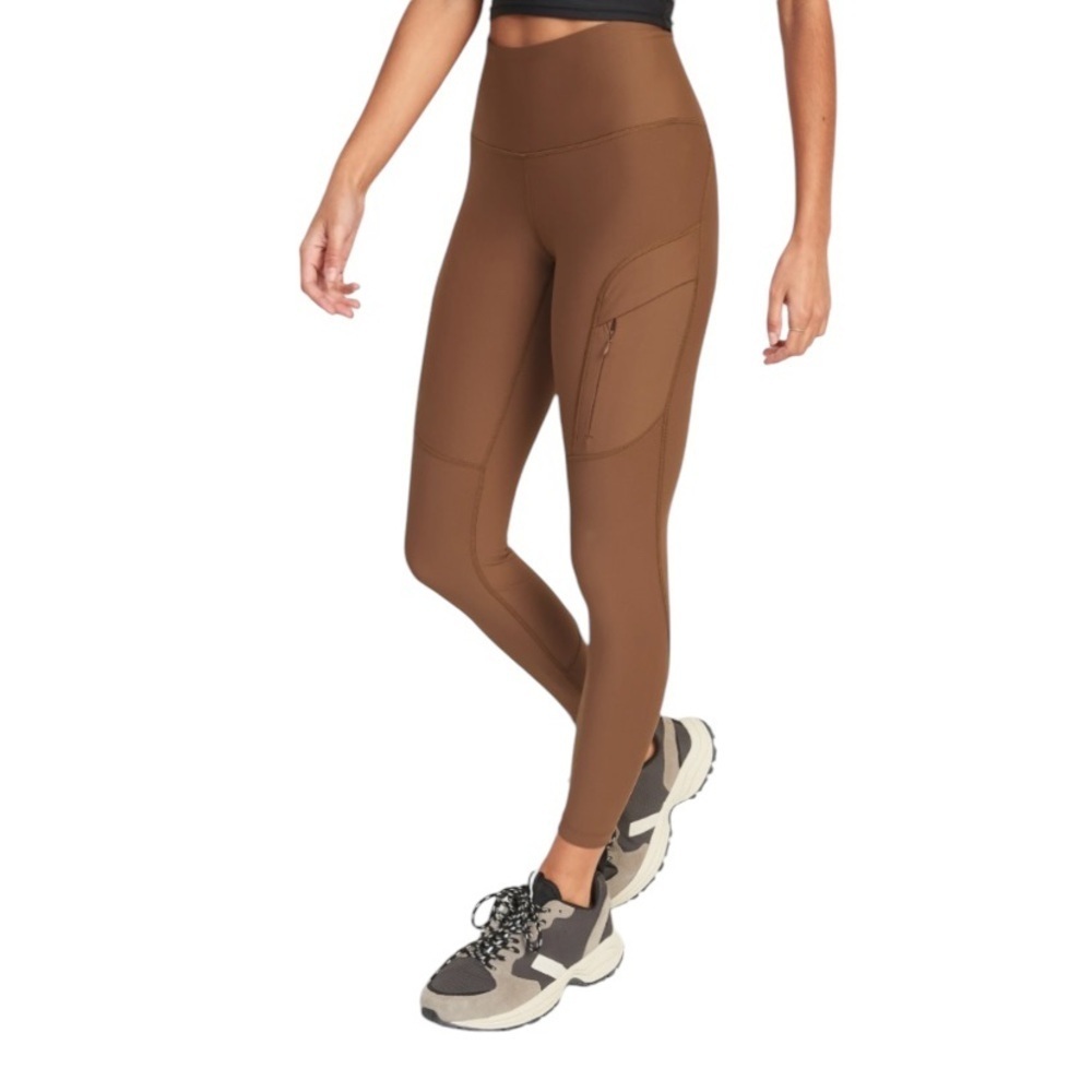 Old Navy Brown High-Waisted PowerSoft 7/8 Cargo Leggings
